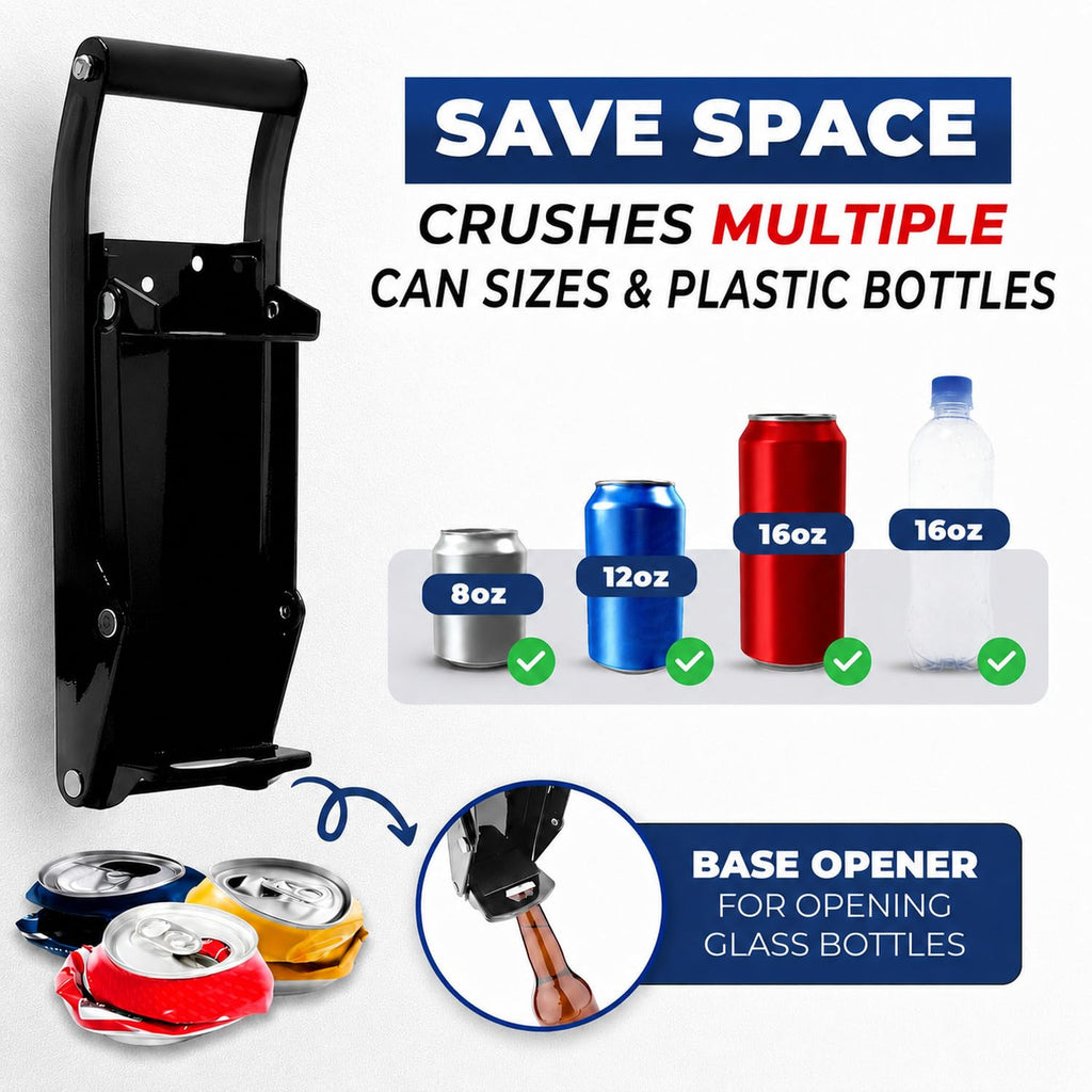 Wall Mounted Heavy Duty Can Crusher with Bottle Opener I775