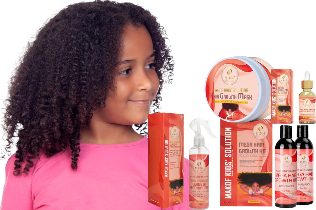 Kid’s Shampoo & Conditioner Set with Black Castor Oil, Argan Oil, Hair Mask Treatment and Leave-in Conditioner N8369