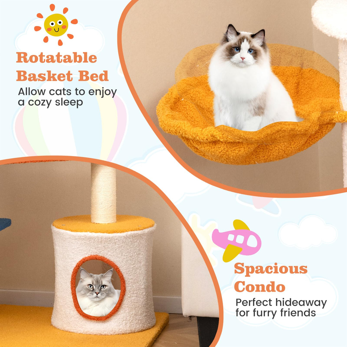 70 inch Multi-Level Cat Tree Tower with Scratching Posts L8769