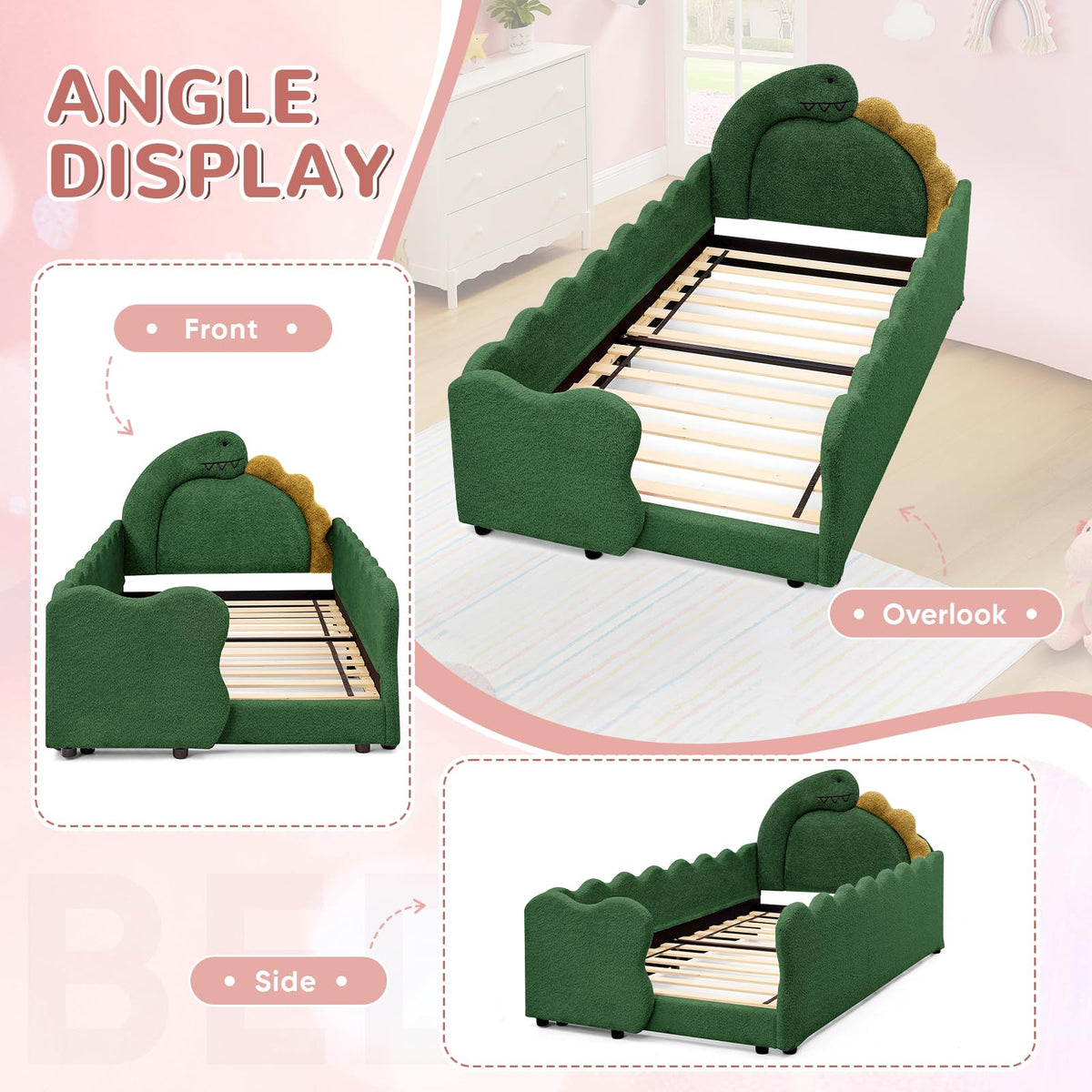 Twin Size Upholstered Boucle Daybed with Slats Support A9985