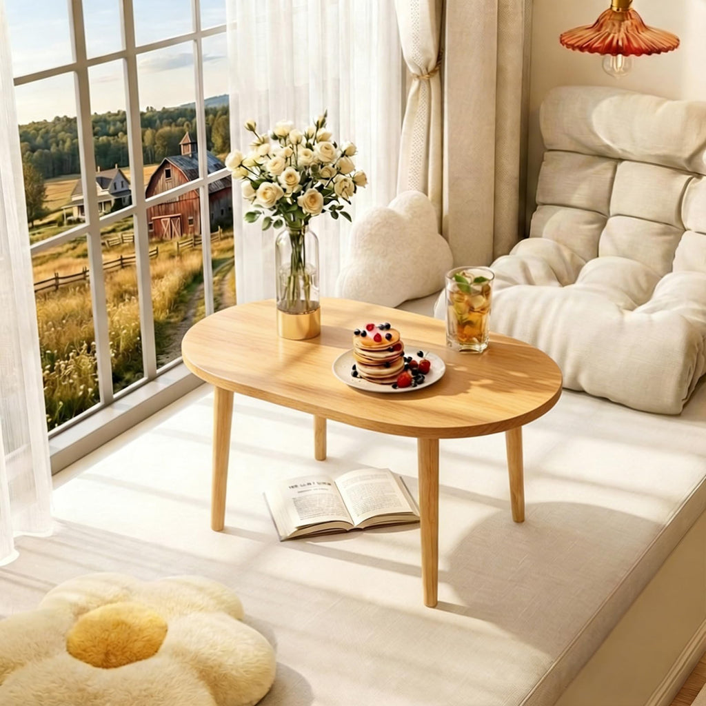 Oval Coffee Table Natural 19.7"D x 31.5"W x 16"H P957