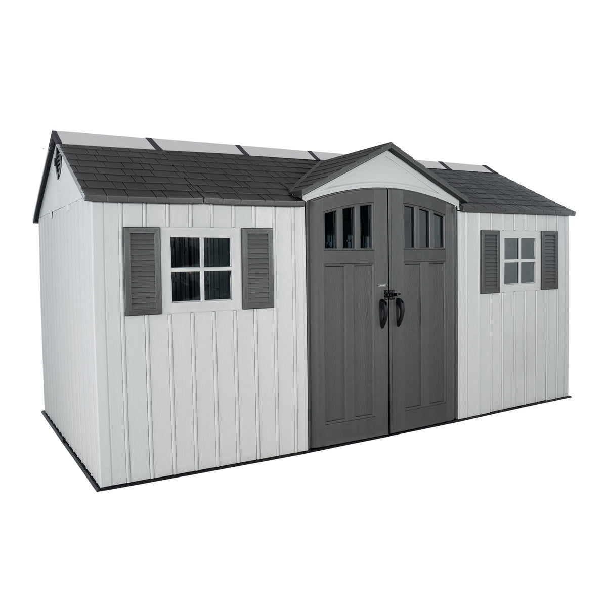 15x8 Ft Gray Resin Outdoor Storage Shed with Lockable Doors A8801