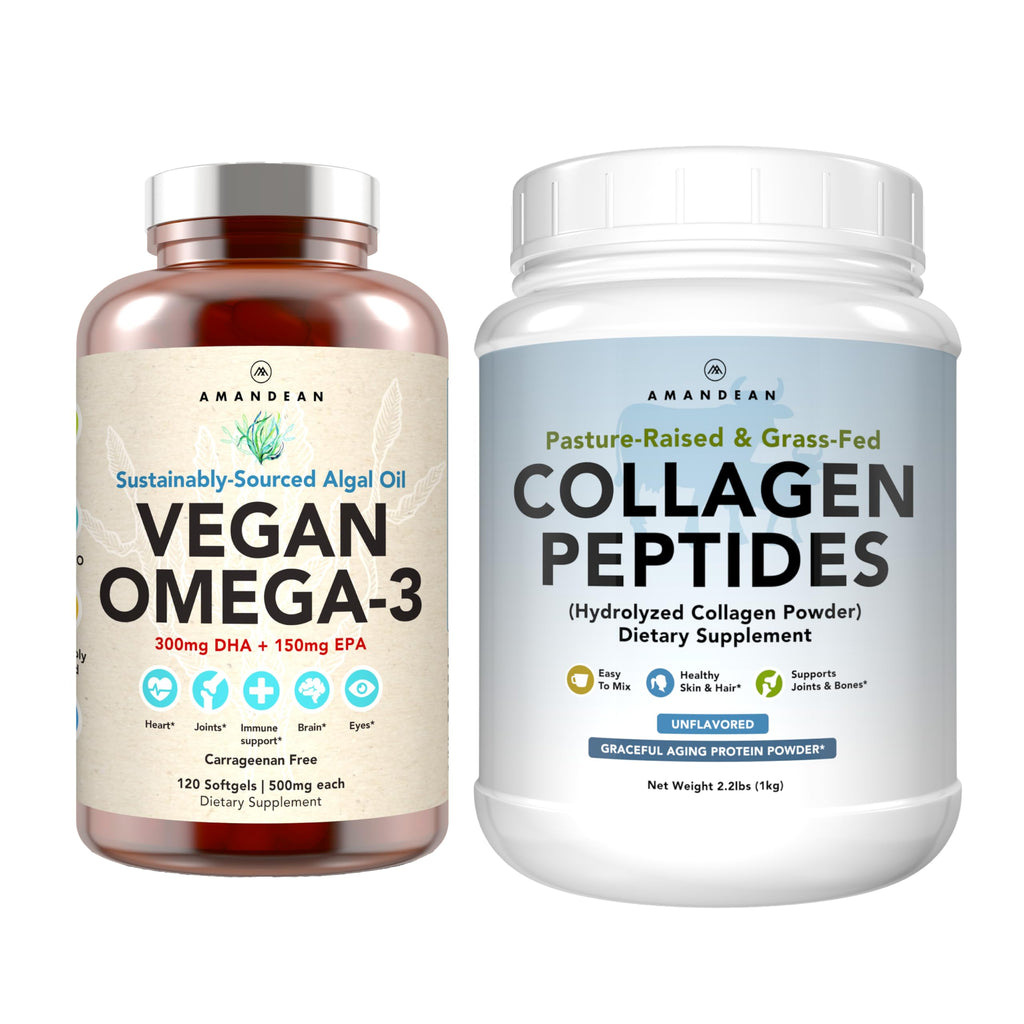Vegan Omega-3 120 Capsules & Collagen Peptides Powder 1kg I871492