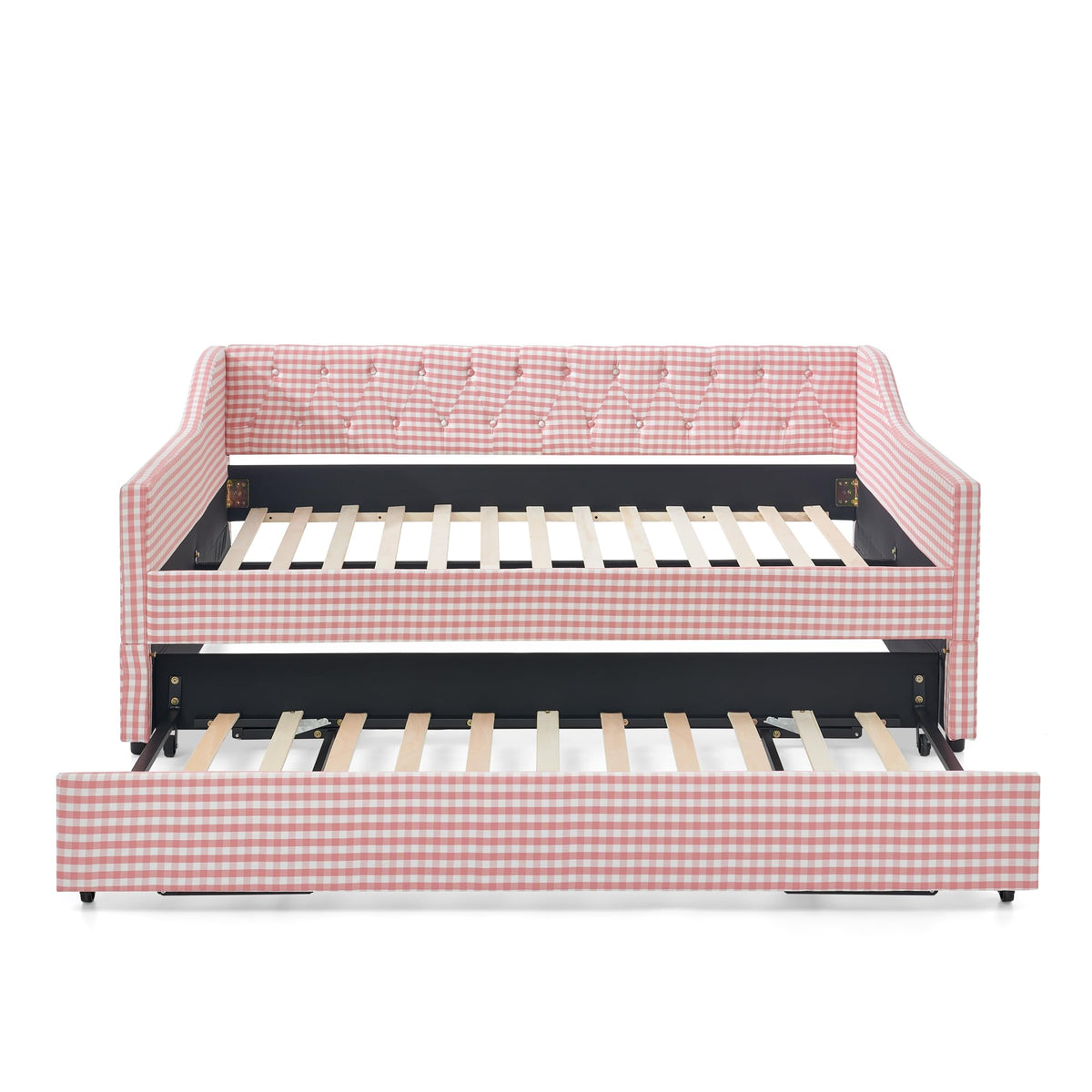 Full Size Upholstered Daybed with Trundle and Side Pocket S619