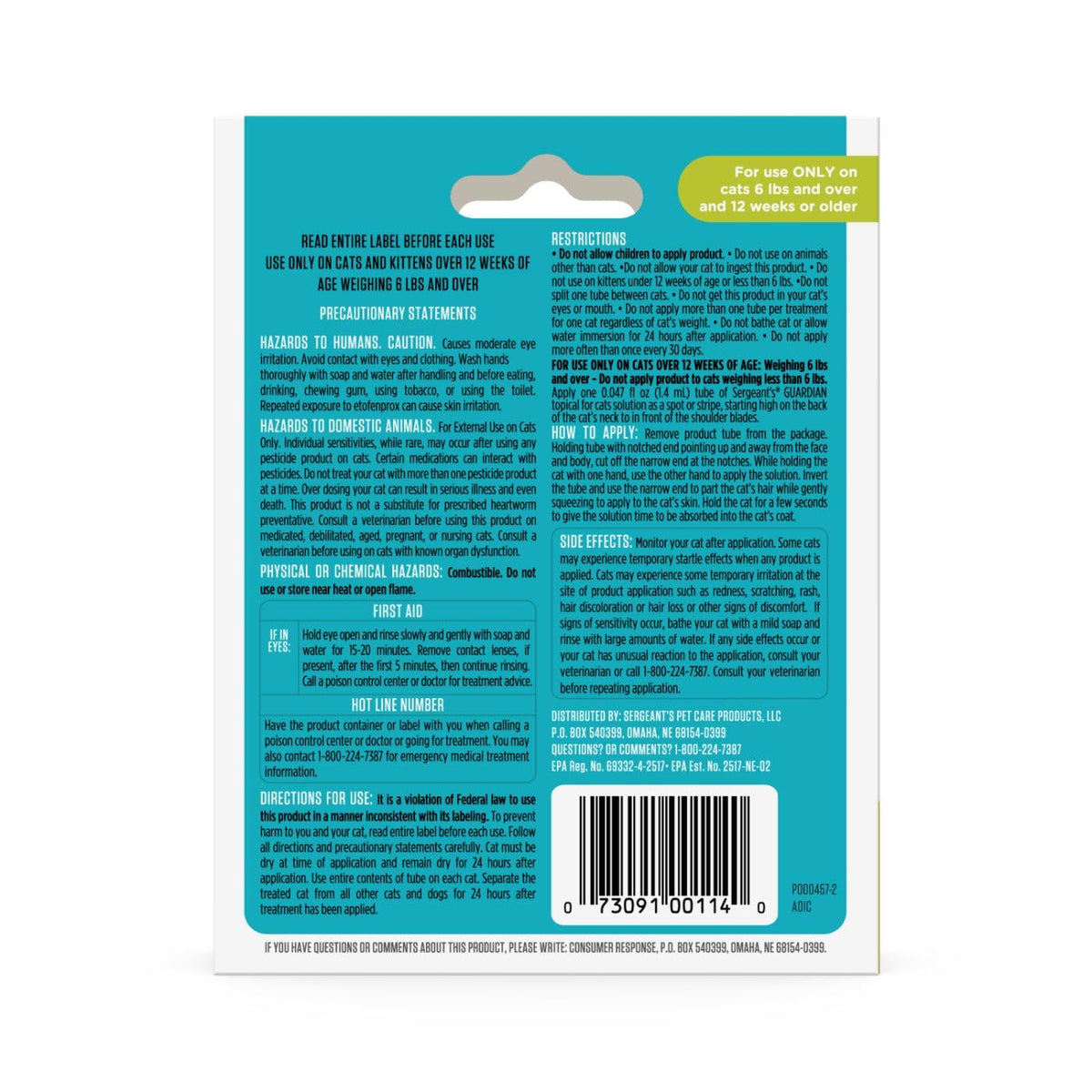 Flea & Tick Topical Cats 3-Month K96454