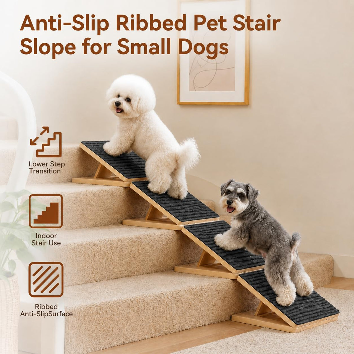 Adjustable Non-Slip Wooden Dog Ramp A55031