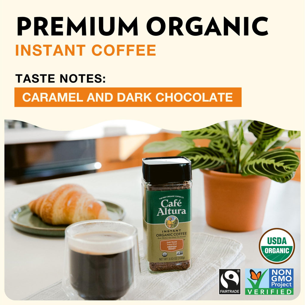 Organic Medium Roast Instant Coffee 3.53 Oz Pack of 2 I340309