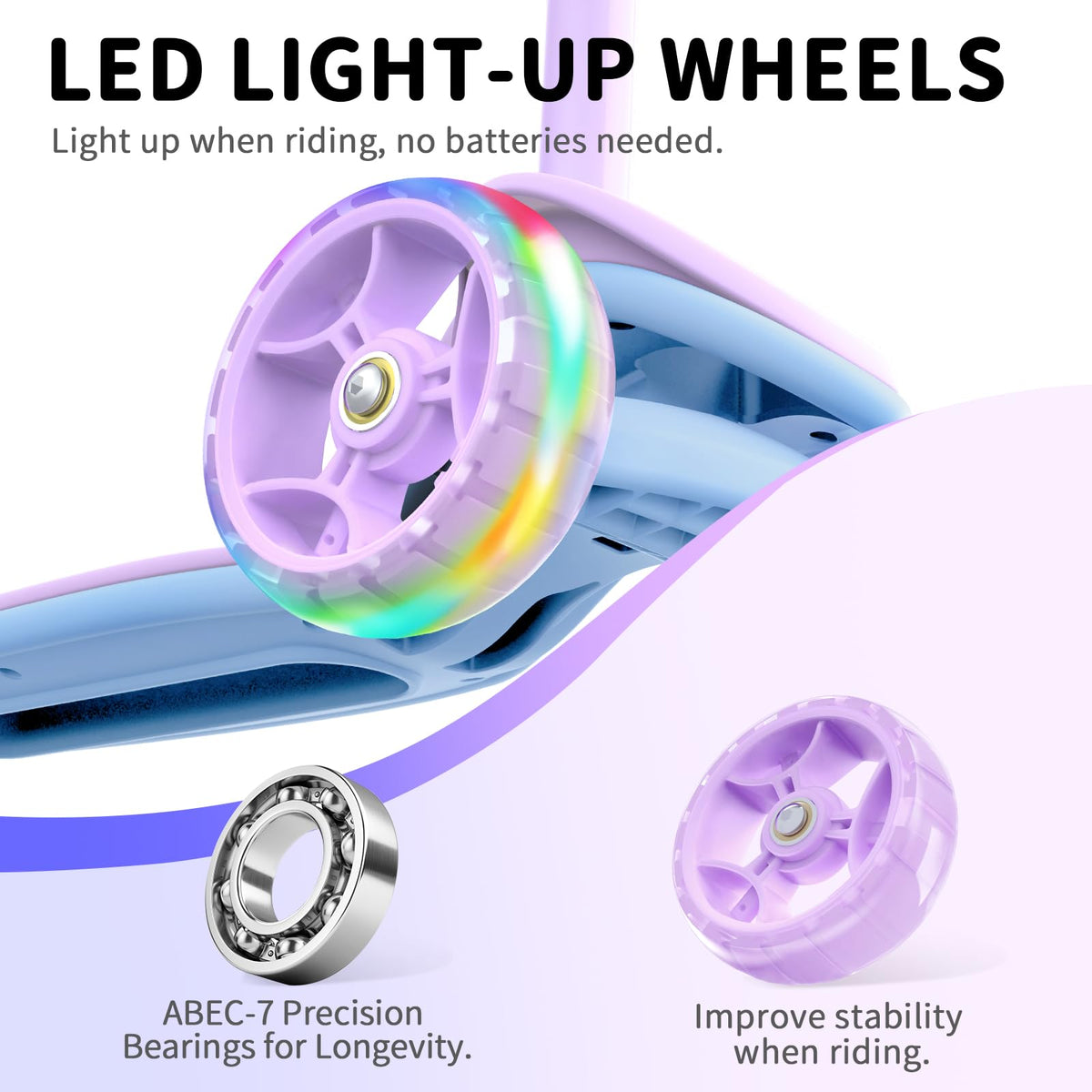 3 Wheel Folding Kick Scooter with LED Light-Up Wheels I2350