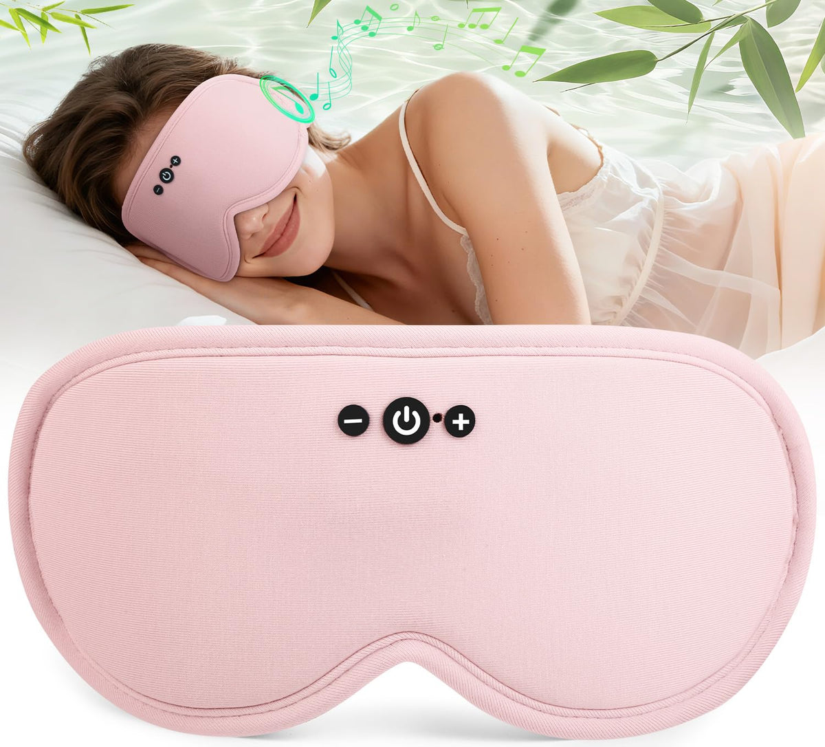 Bluetooth Sleep Mask Headphones and Travel Storage Case Bundle Y593