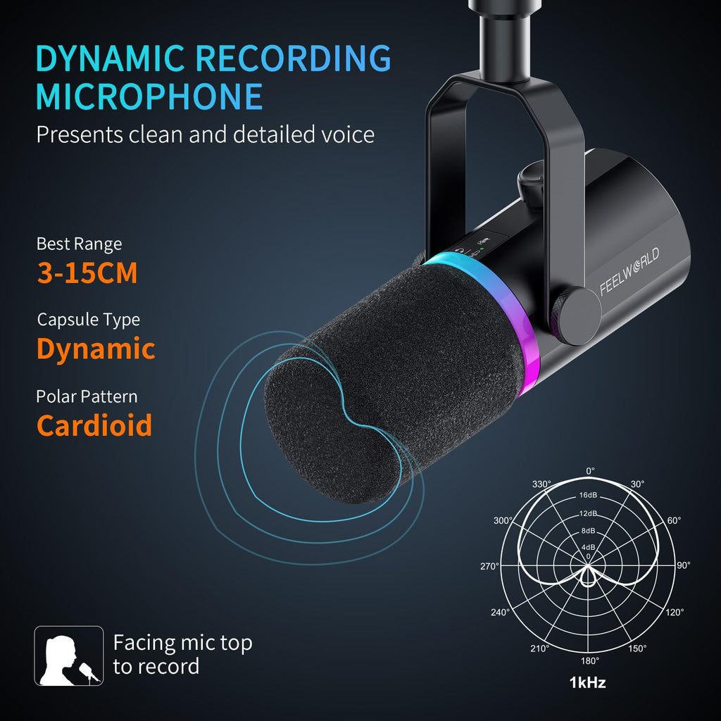 Black Metal Dynamic Microphone with Boom Arm N20276