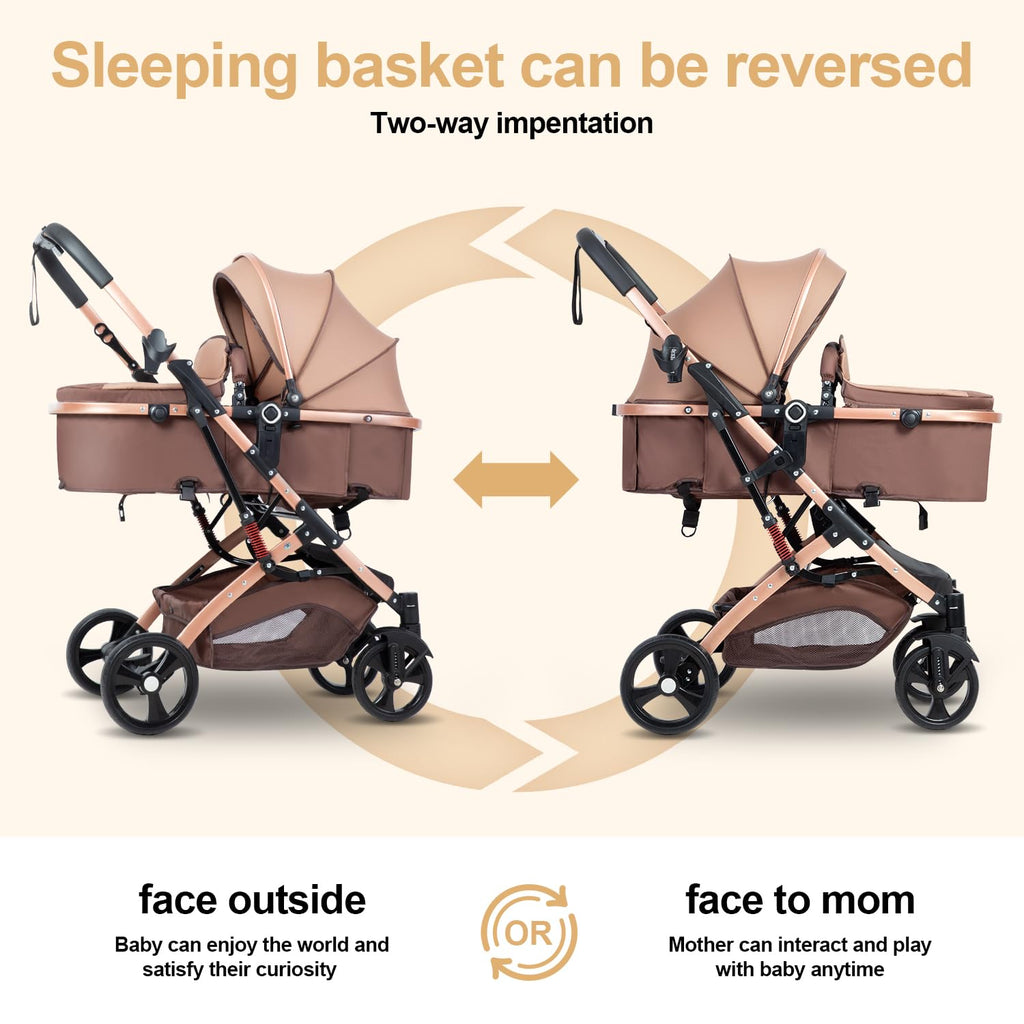 Reversible 2 in 1 Foldable Baby Stroller with Adjustable Backrest I877
