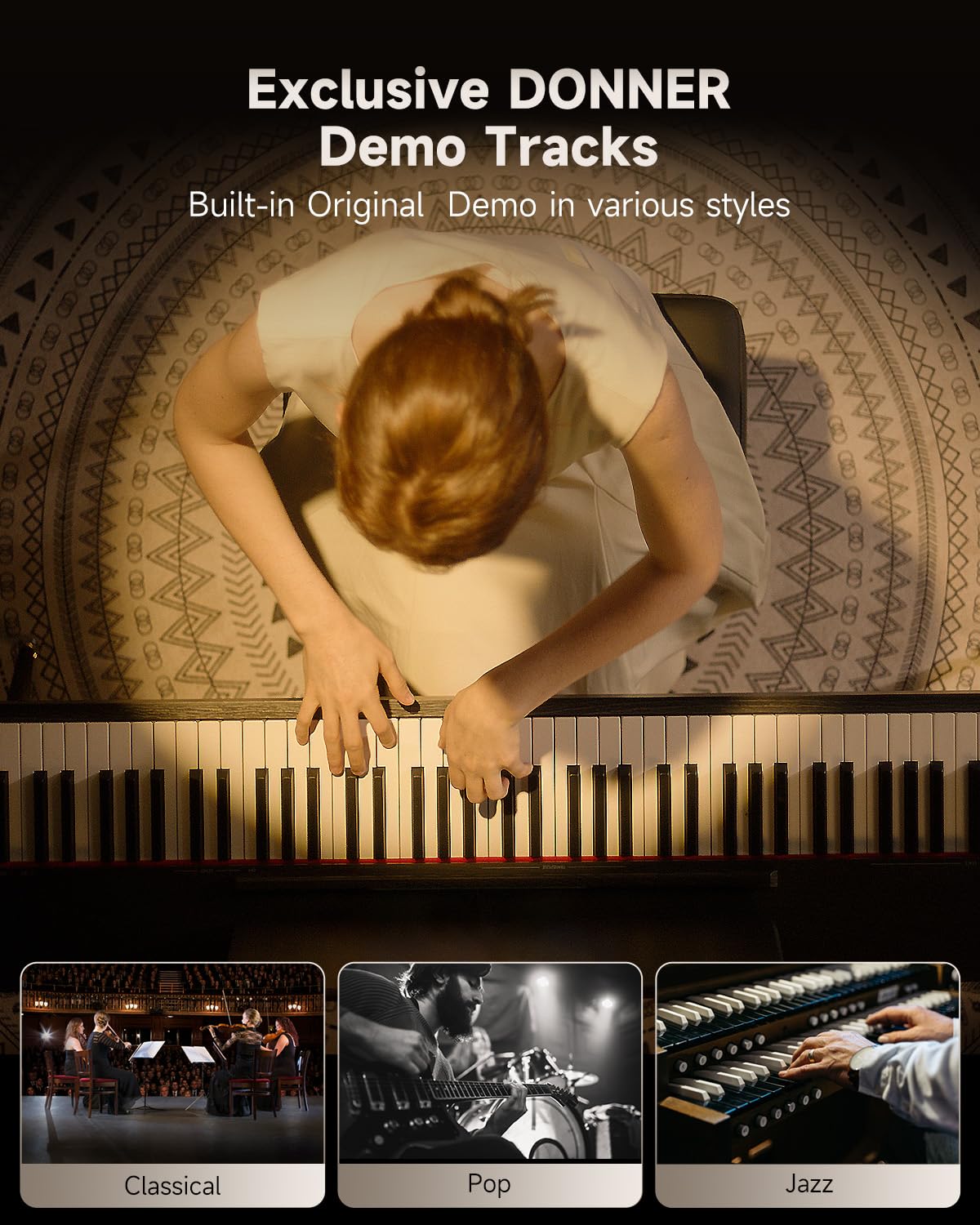 88 Key Weighted Digital Piano with Bluetooth and Three Pedal V8185