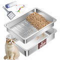XL Stainless Steel Sifting Cat Litter Box with Scoop R161333