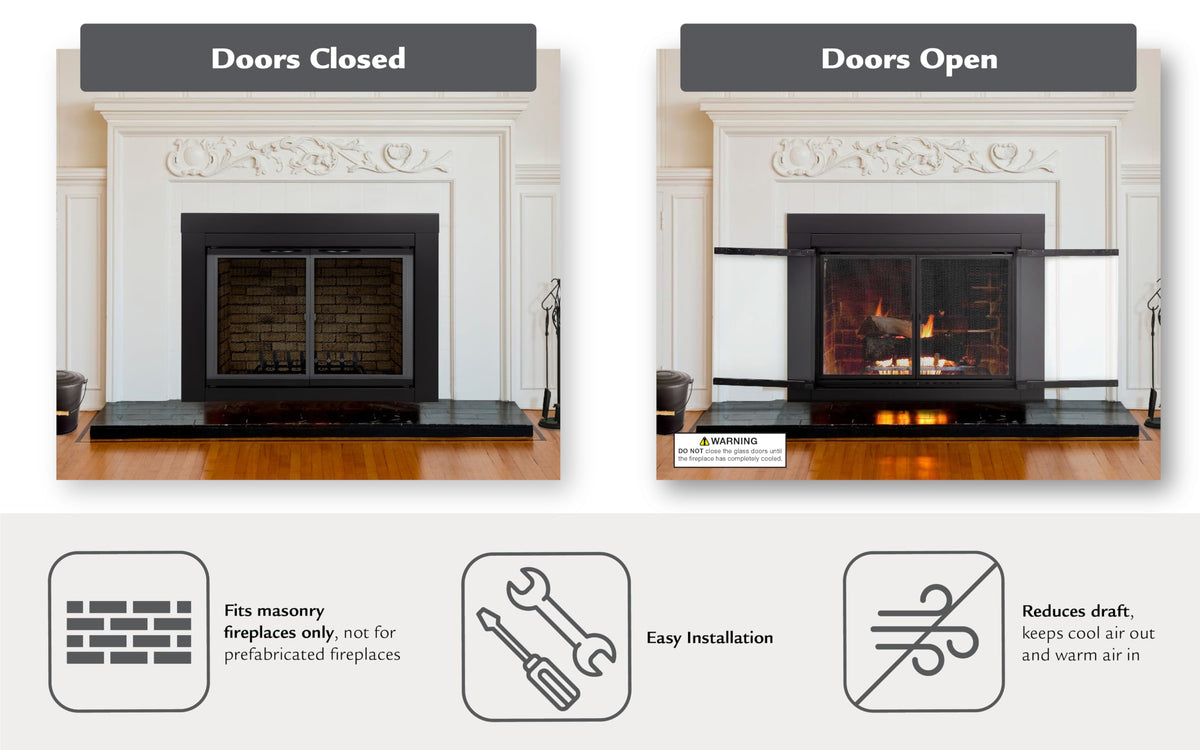 Black Small Fireplace Glass Door W871272