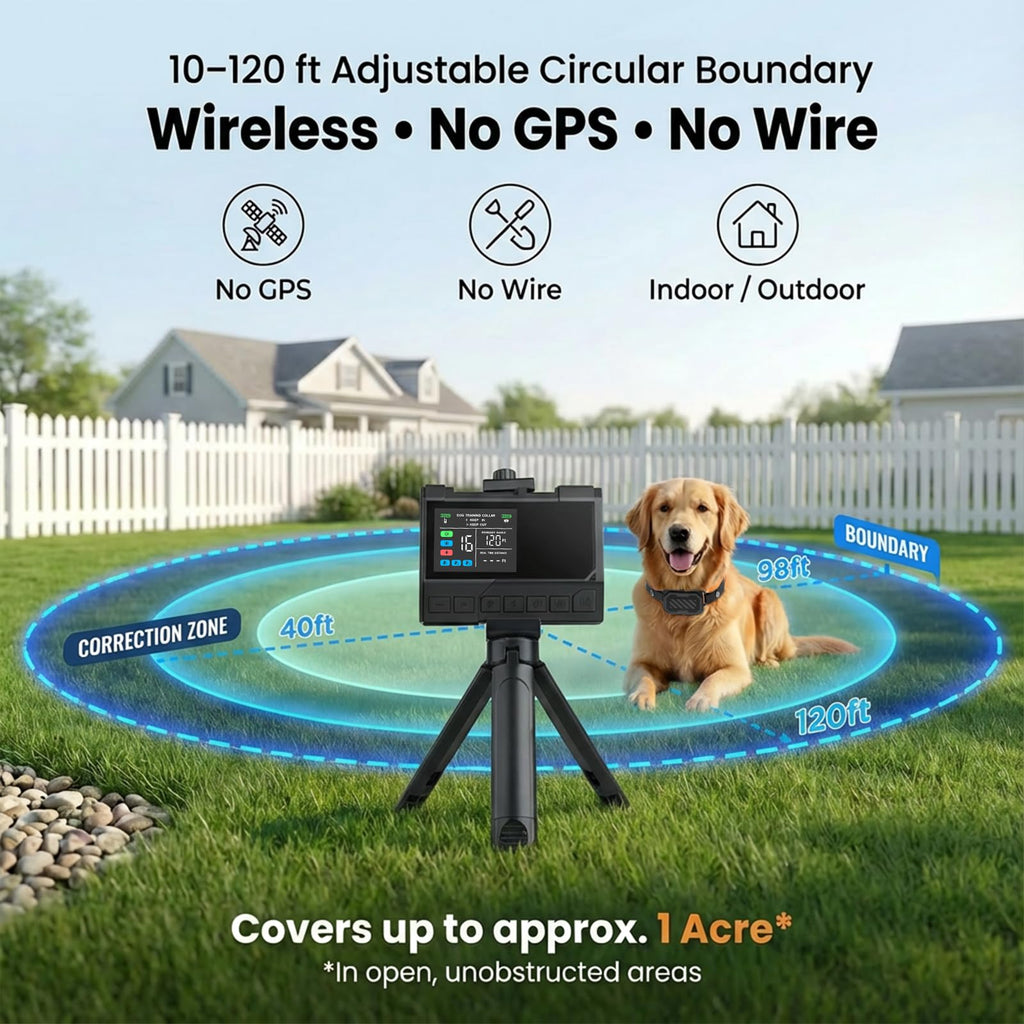 Wireless Dog Fence with Waterproof Collar, Up to 1 Acre Y19993