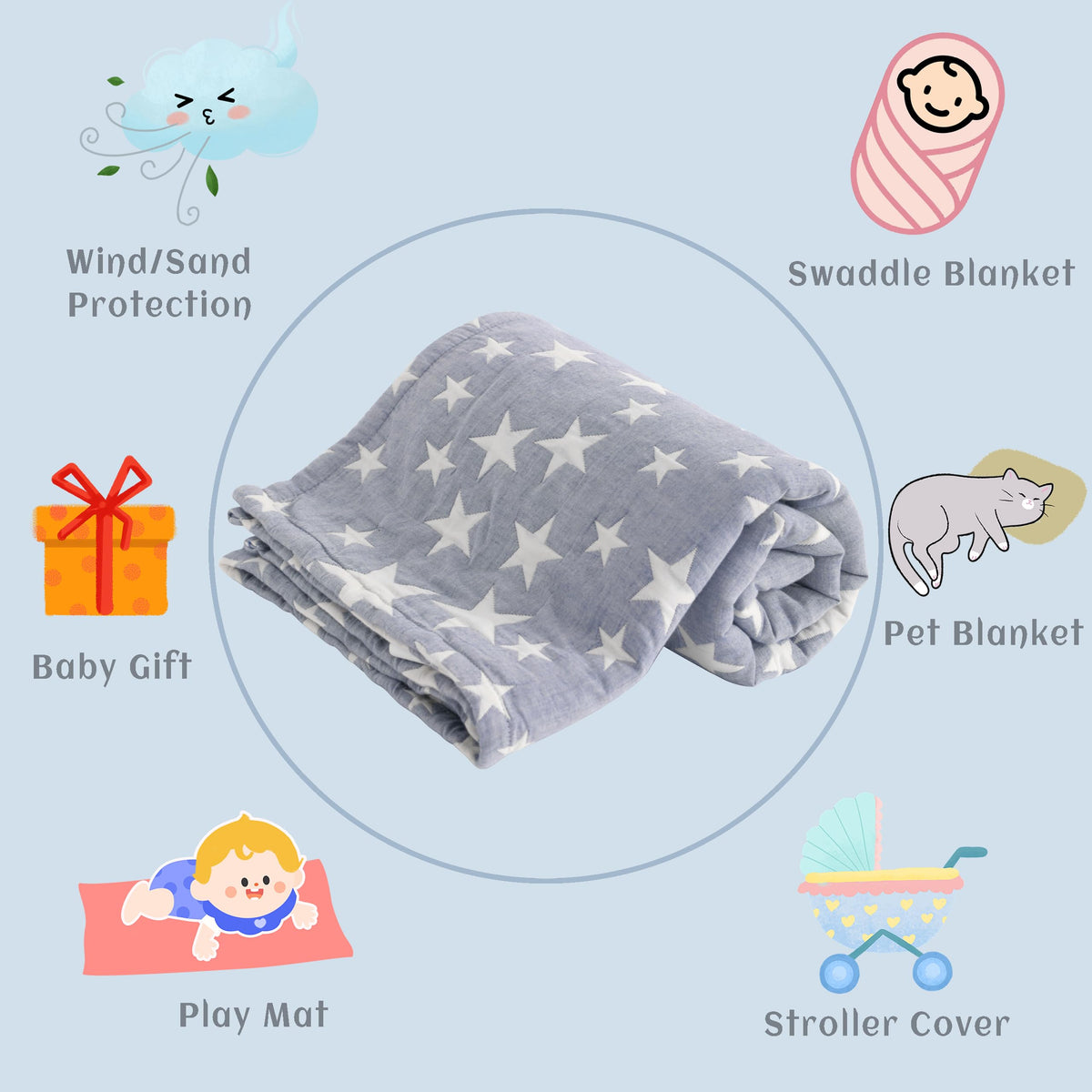 Blue Muslin Toddler Blanket M517287