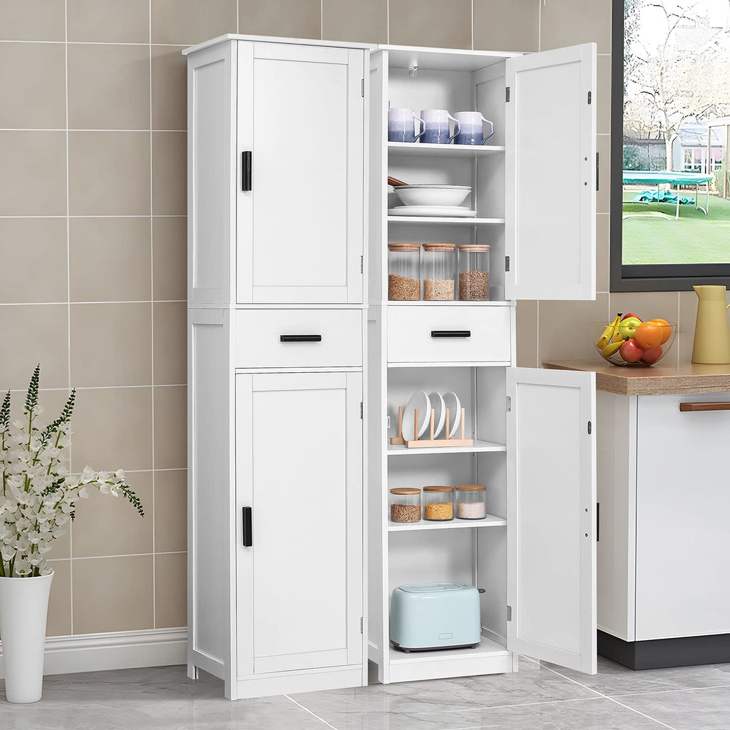 67'' Tall White Storage Cabinet with 4 Shelves & 2 Doors M6323
