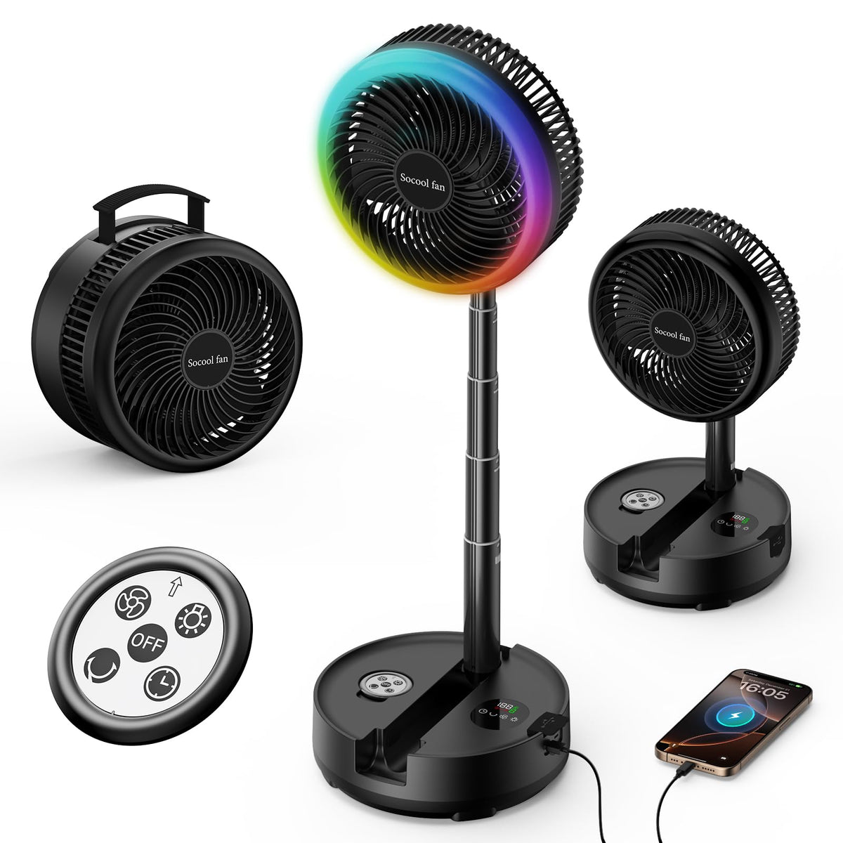 40000mAh Rechargeable Portable Fan with 8 Speed F73793