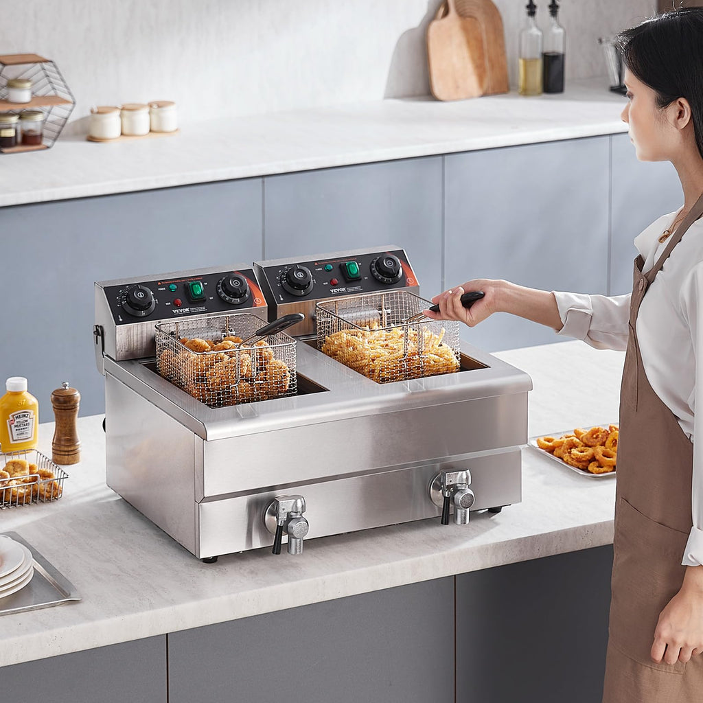 3000W Dual Tank Stainless Steel Electric Deep Fryer O313