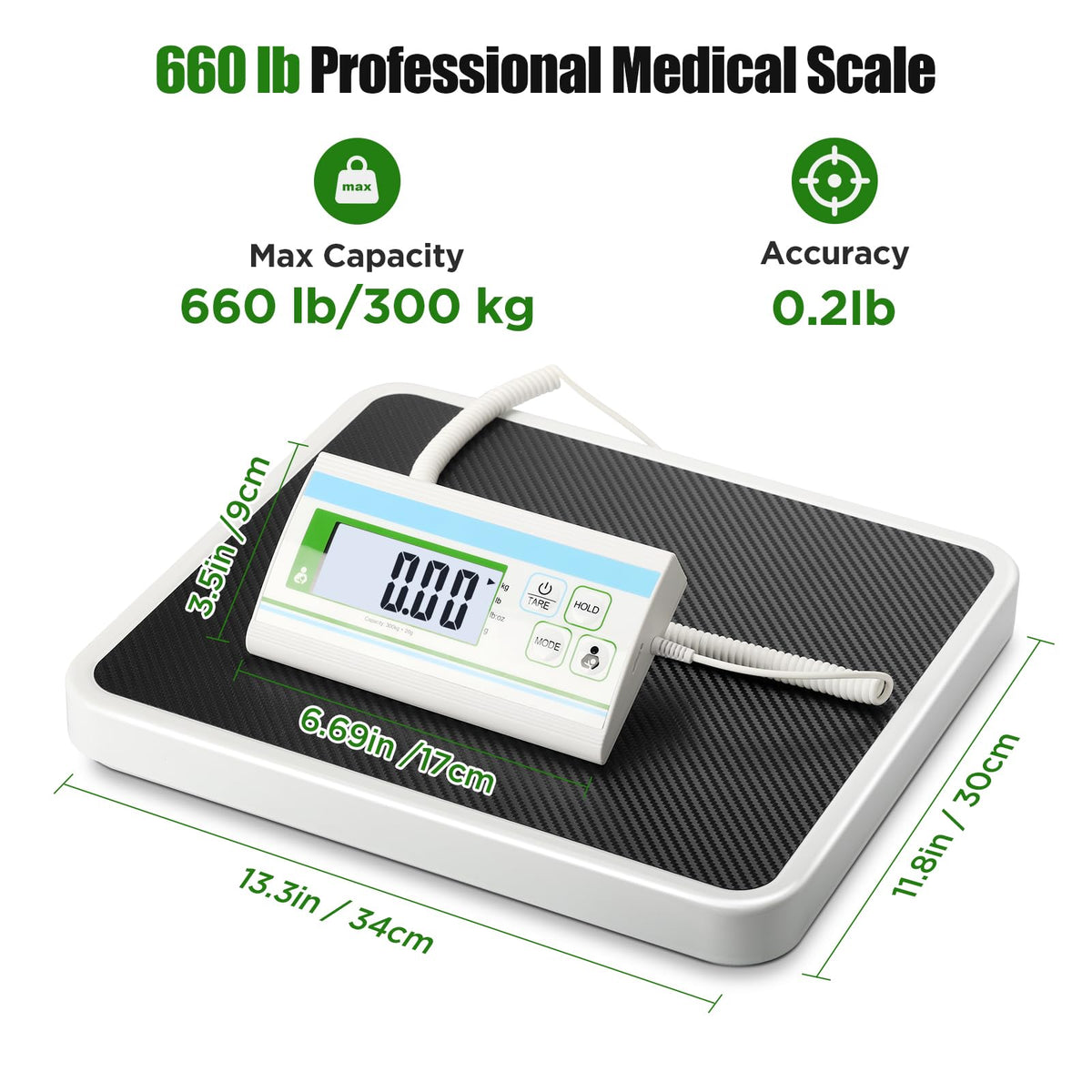660 lb Digital Body Weight Scale with 13.4" x 11.8" Platform M3308