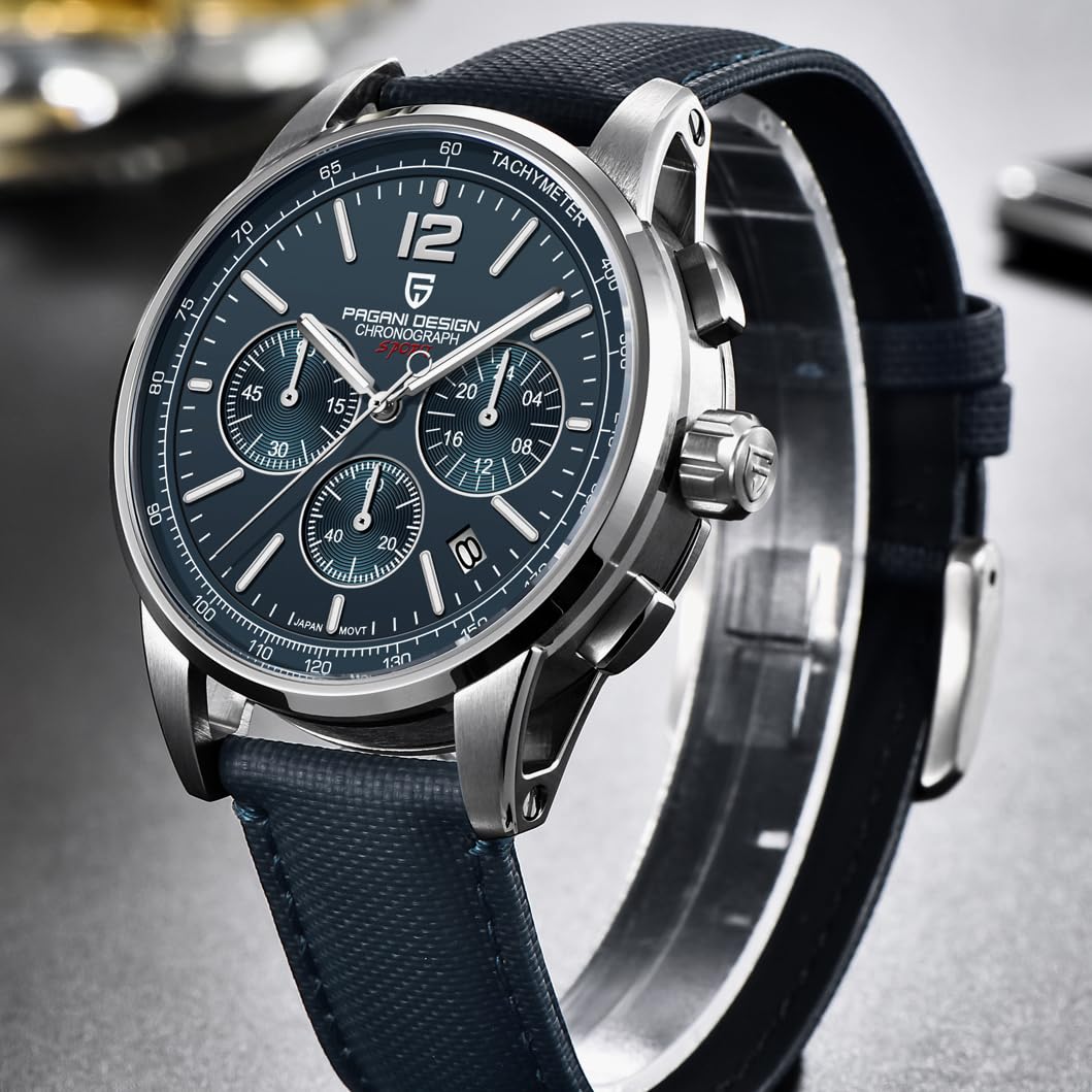 Men's Quartz Chronograph Watch, 100M Water Resistant Stainless Steel, Sapphire Glass, Nylon Strap S43031