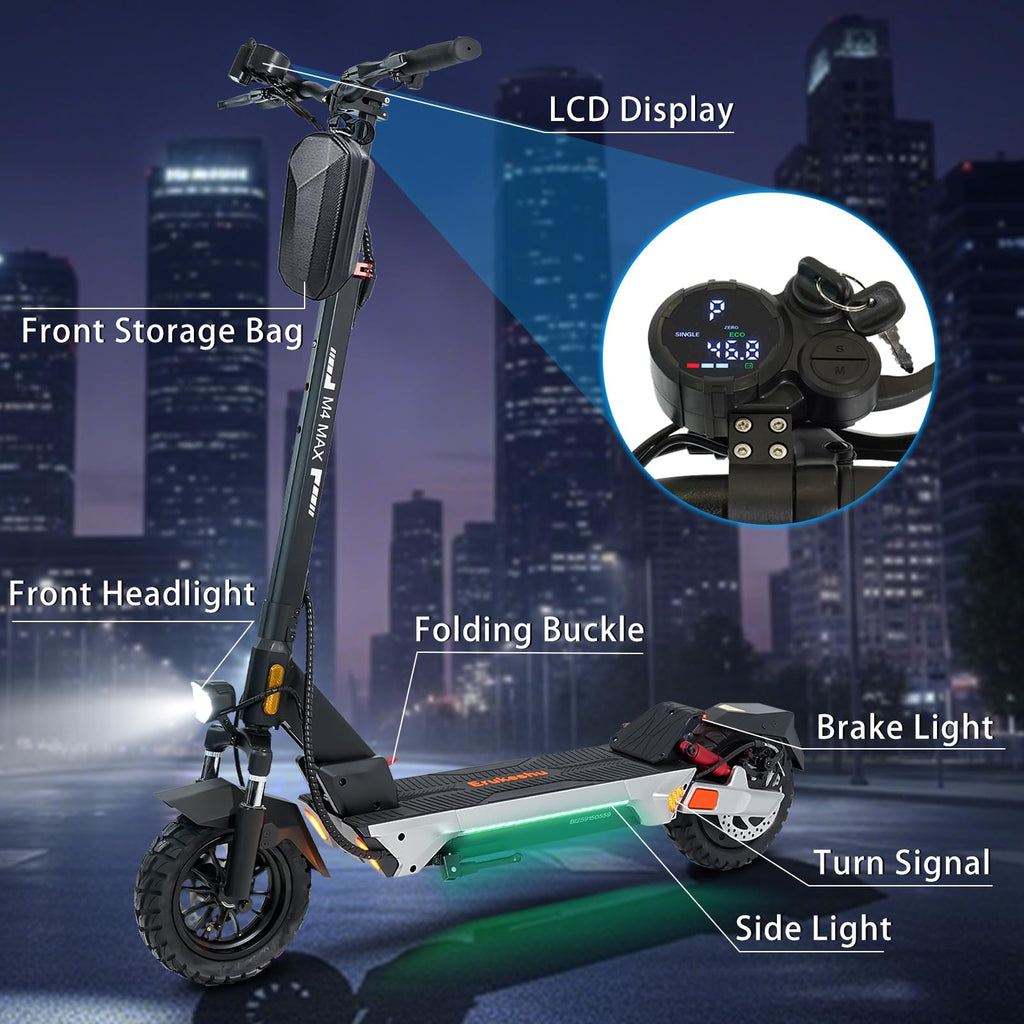 Electric Scooter 1600/4000/6000W Motor 50 Miles Range 10" Off Road Tire Folding E-Scooter with Detachable Seat J85925