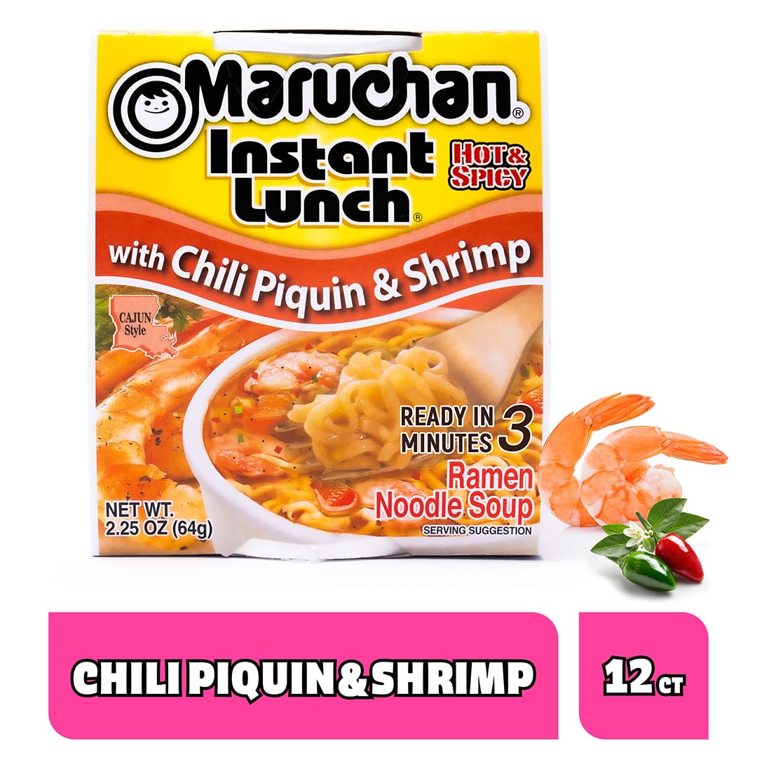 Instant Lunch Ramen Noodles Chili Piquin & Shrimp 2.25 Oz 12 Pack R388