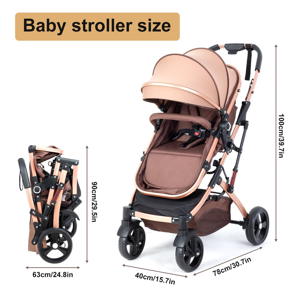 Reversible 2 in 1 Foldable Baby Stroller with Adjustable Backrest I877