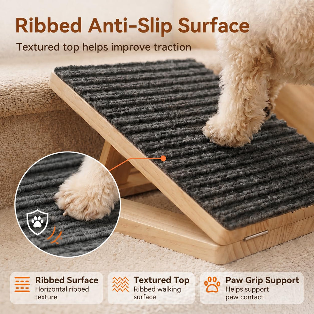 Adjustable Non-Slip Wooden Dog Ramp A55031