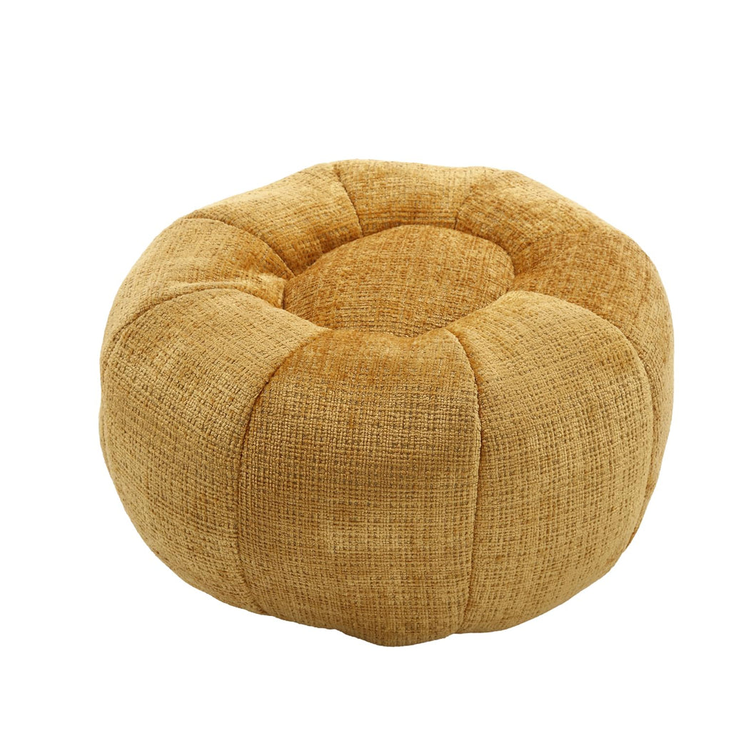 Yellow Chenille Memory Foam Bean Bag Chair with Ottoman B7404