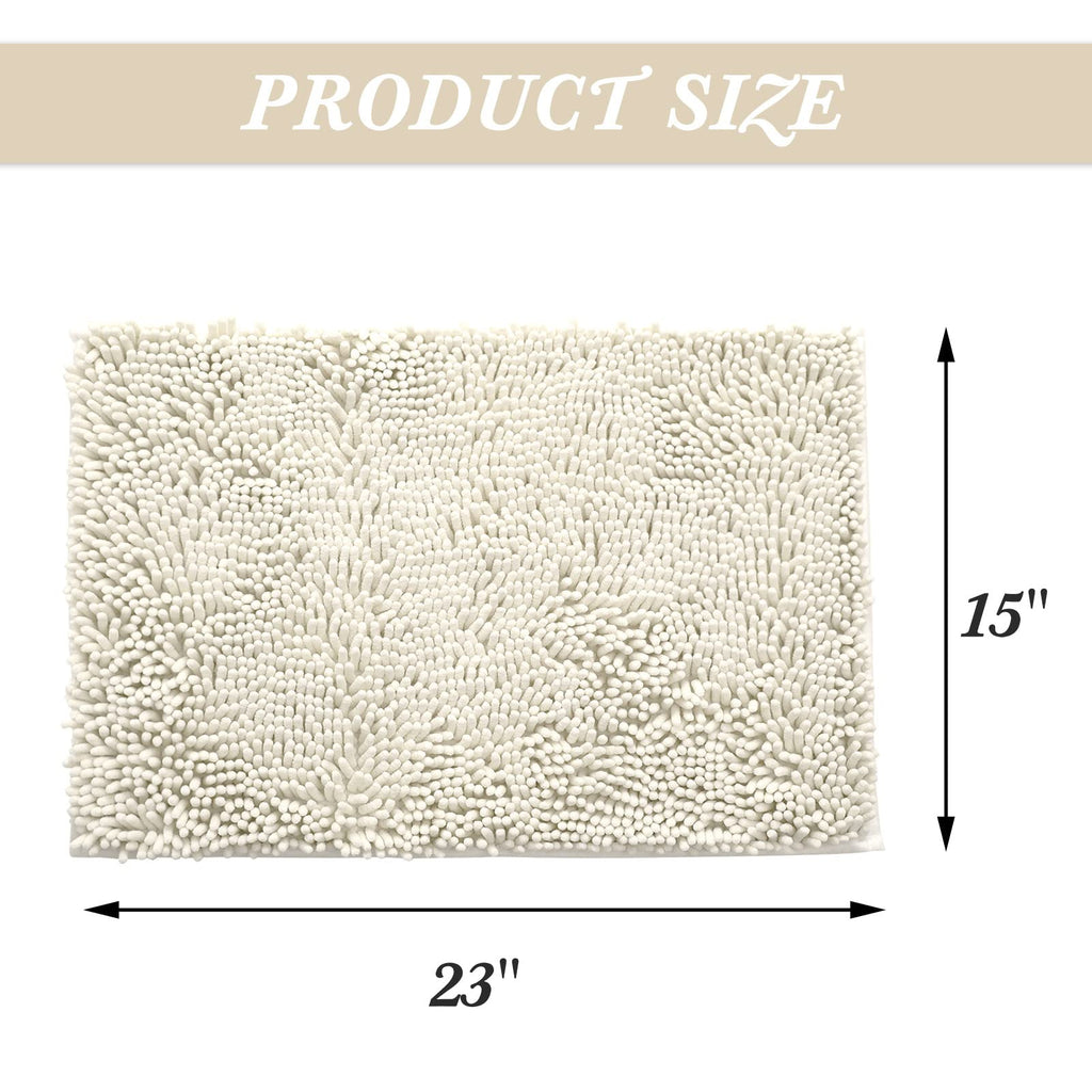 Non-Slip Microfiber Bath Rug Machine Washable Ivory 15 x 23 Inches L348667