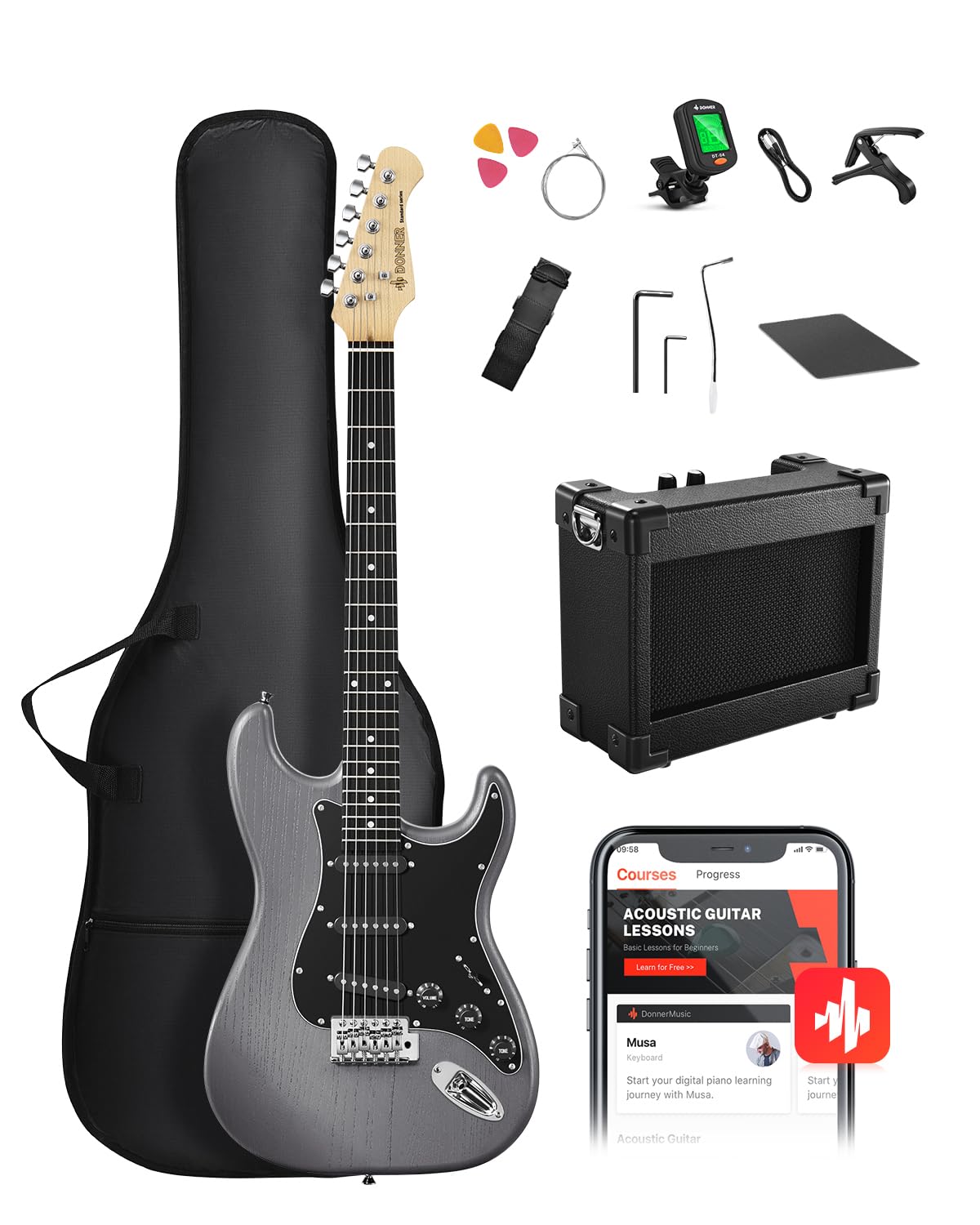 39” Electric Guitar Kit with Amp T298