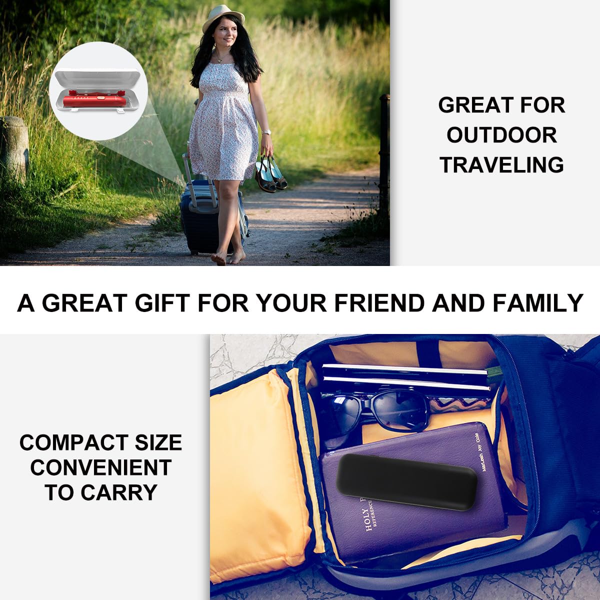 Electric Toothbrush Travel Case 2Pcs Set Black and White M6309