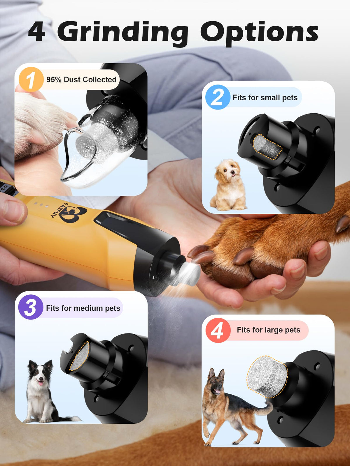 6-Speed Dog Nail Grinder with Dust Cap & 2 LED Lights & 2000mAh Battery P826