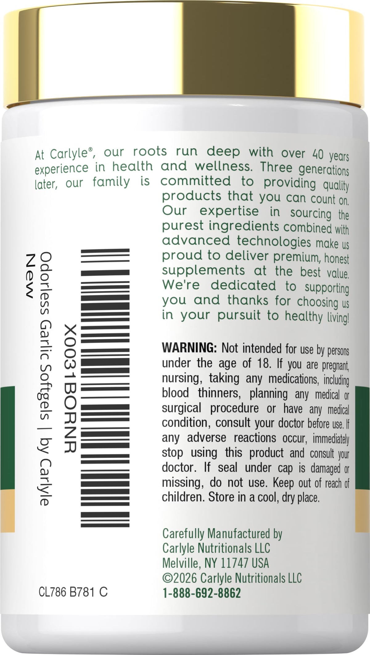 Odorless Garlic Supplement 250 Softgels G348
