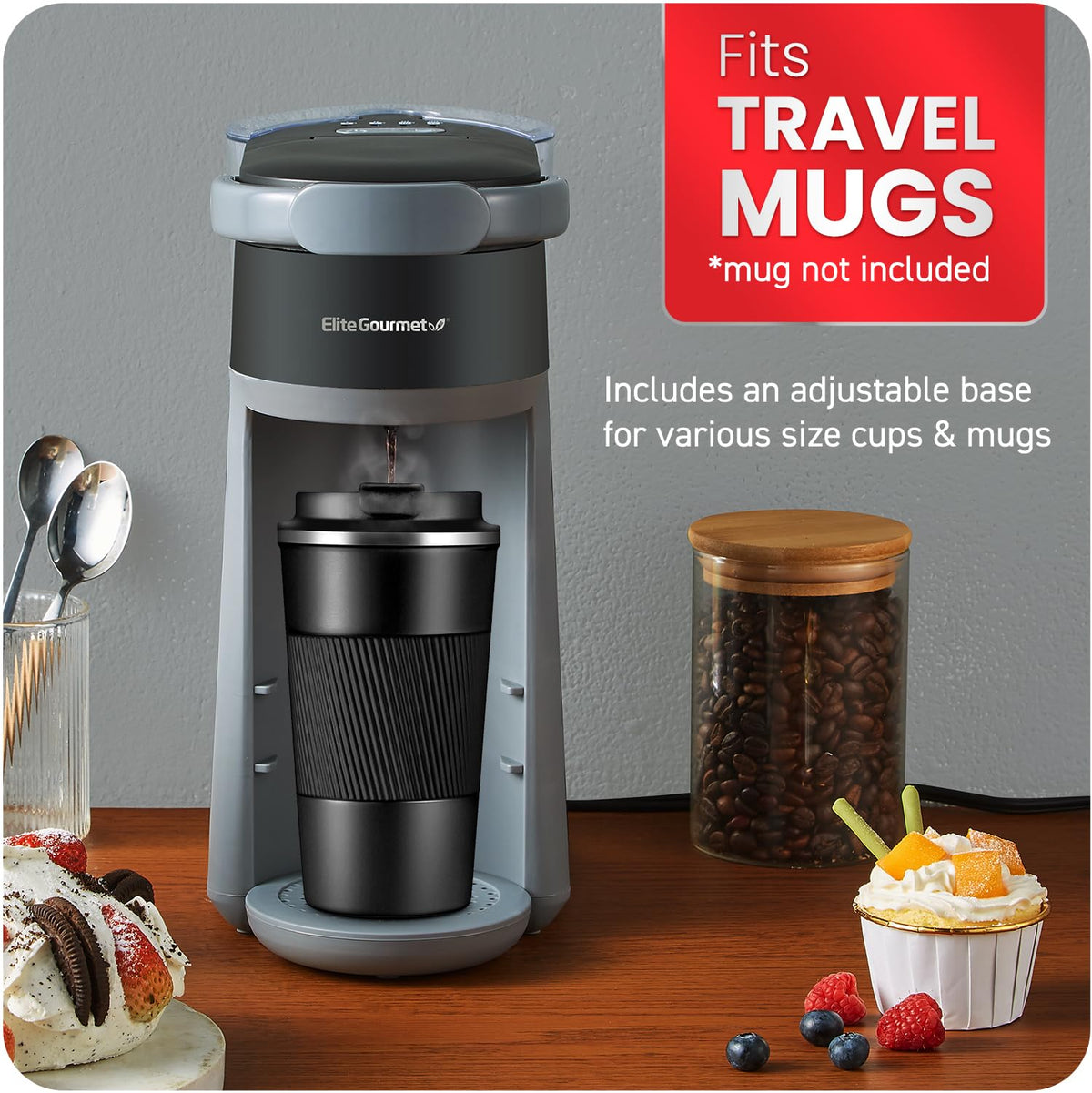 2-in-1 Capsule Coffee Maker, K-Cup & Grounds, Black Z511
