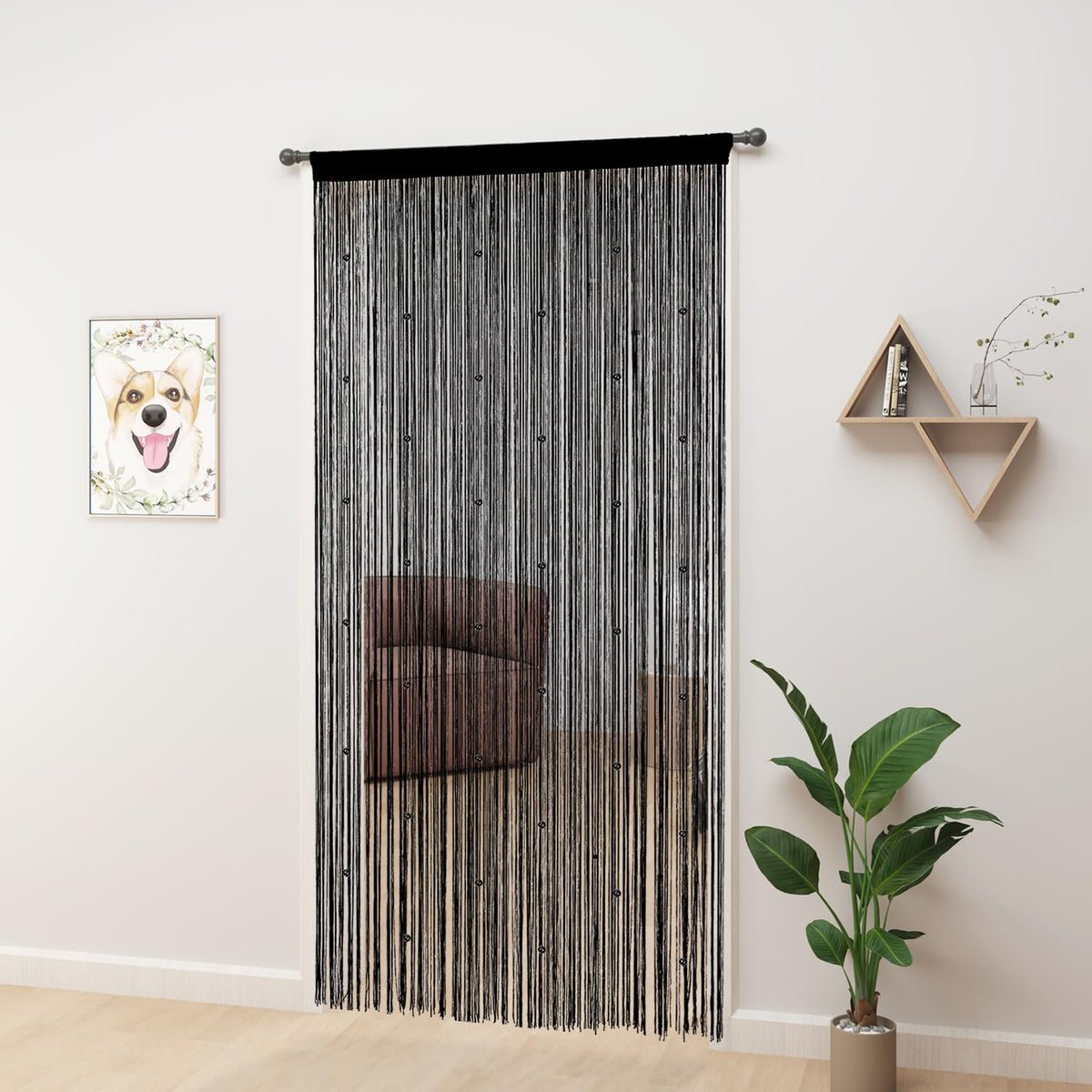 Beaded Curtains 39"x79" Black U9941
