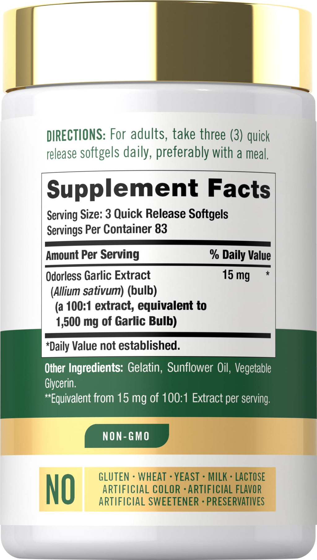 Odorless Garlic Supplement 250 Softgels G348