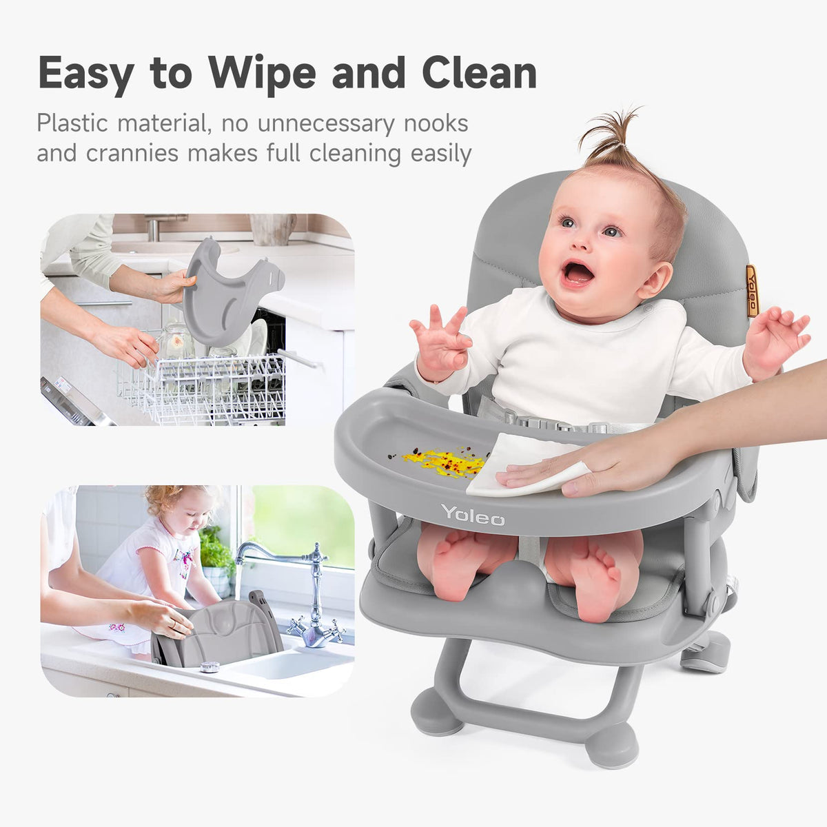 Foldable Baby High Chair Booster Seat with Removable Tray G118