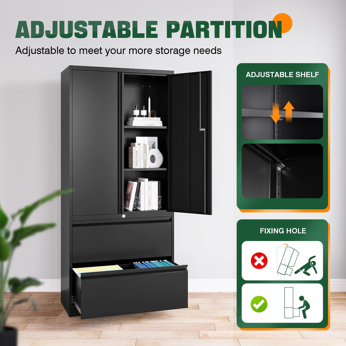 Metal 2 Drawer File Cabinet with Lock T4388