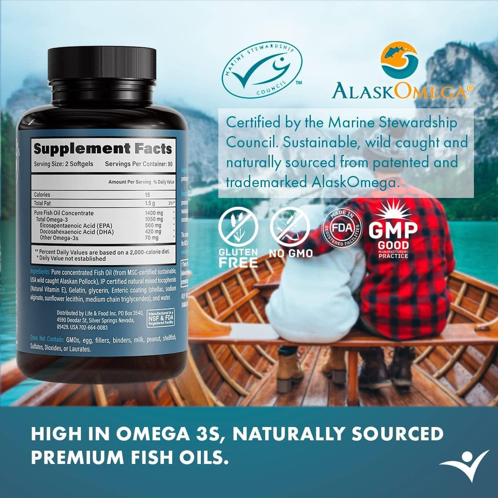 1400 mg Wild Alaskan Fish Oil 180 Softgels E206