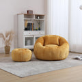 Yellow Chenille Memory Foam Bean Bag Chair with Ottoman B7404