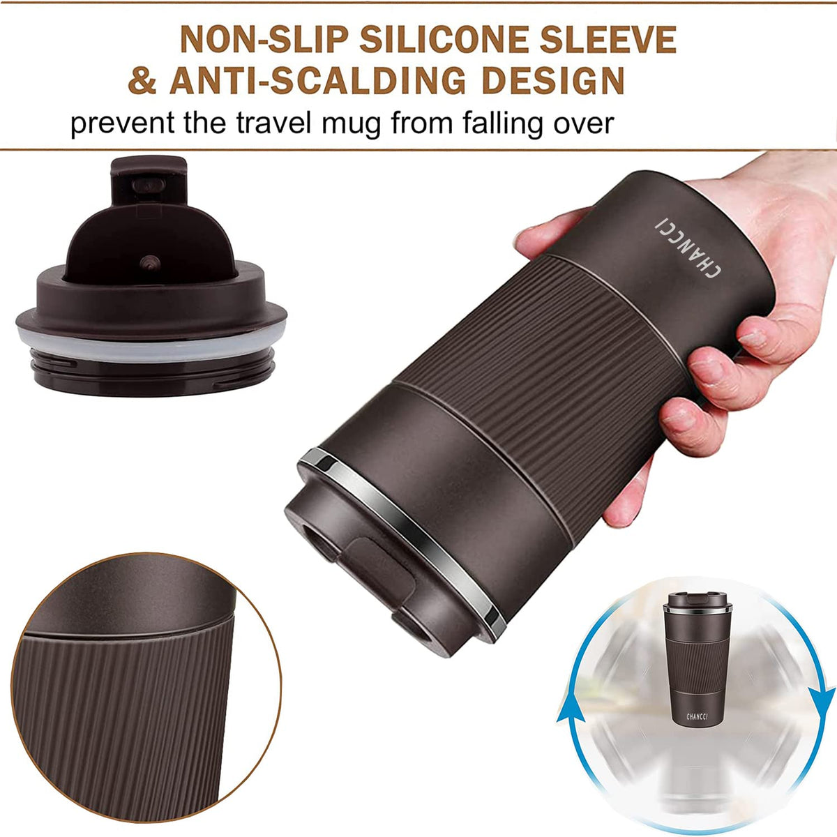 16 oz Insulated Stainless Steel Travel Coffee Mug with Screw Lid A394091