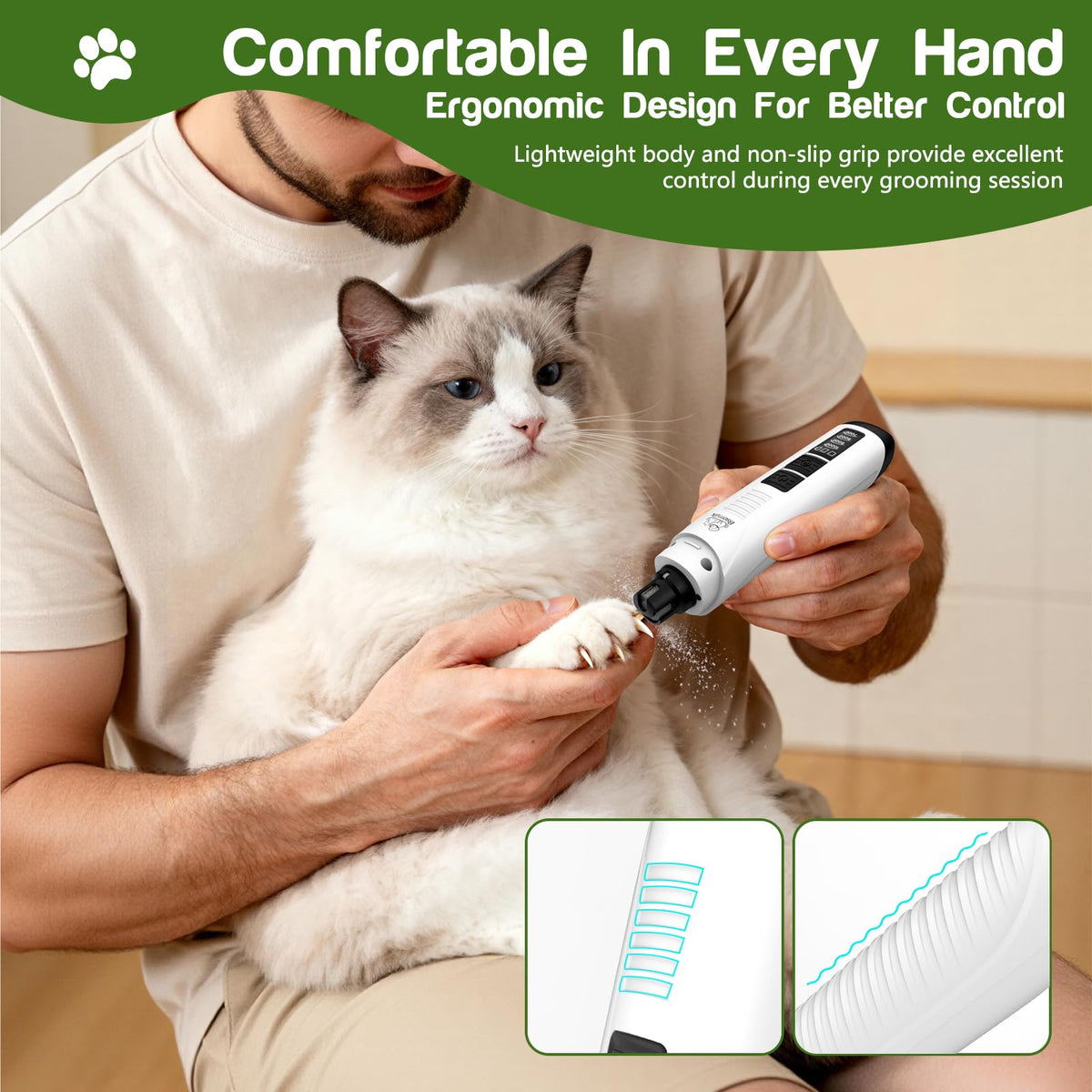 4-Speed Rechargeable Quiet Electric Dog Nail Grinder I41546
