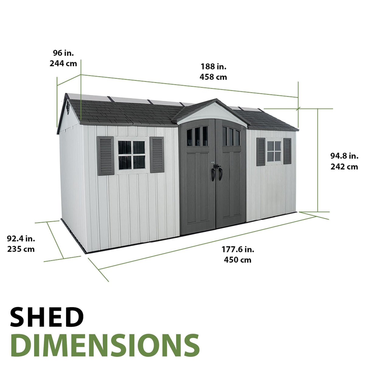 15x8 Ft Gray Resin Outdoor Storage Shed with Lockable Doors A8801