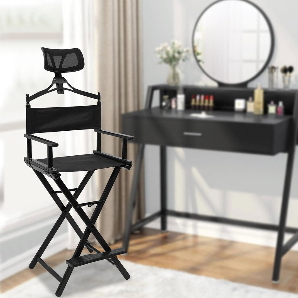 Extra Tall Foldable Makeup Artist Chair with Headrest Z917853