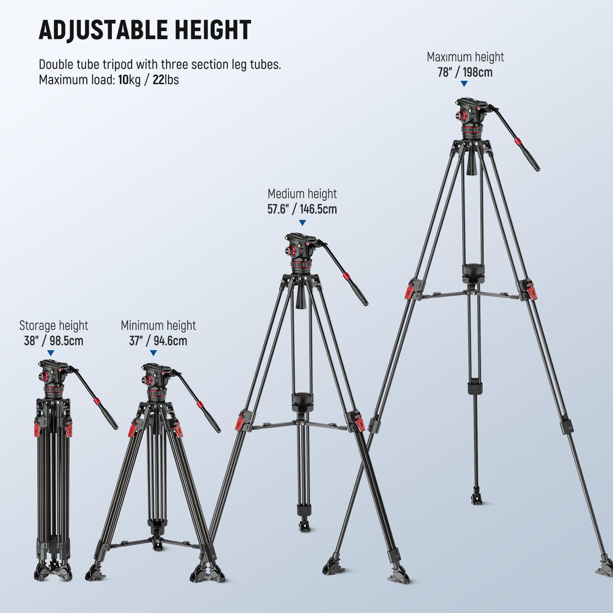Carbon Fiber Video Camera Tripod with Fluid Head U5809