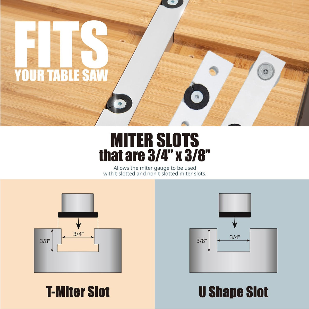 Table Saw Precision Miter Gauge System with 27 Angle Stops and T-Slotted Miter Bar Y204640