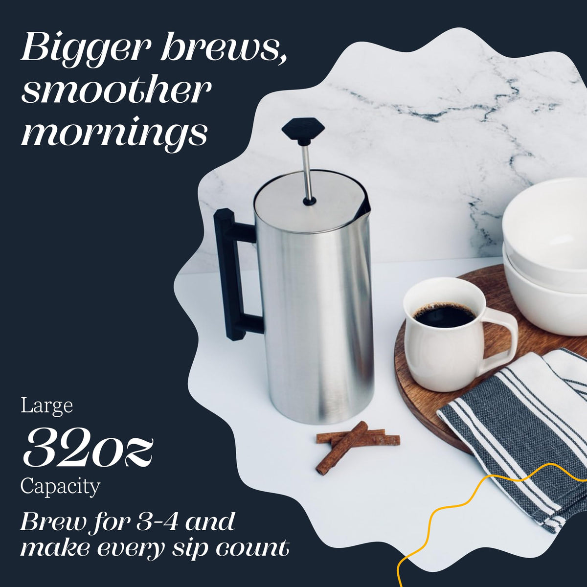 32oz Stainless Steel French Press U401