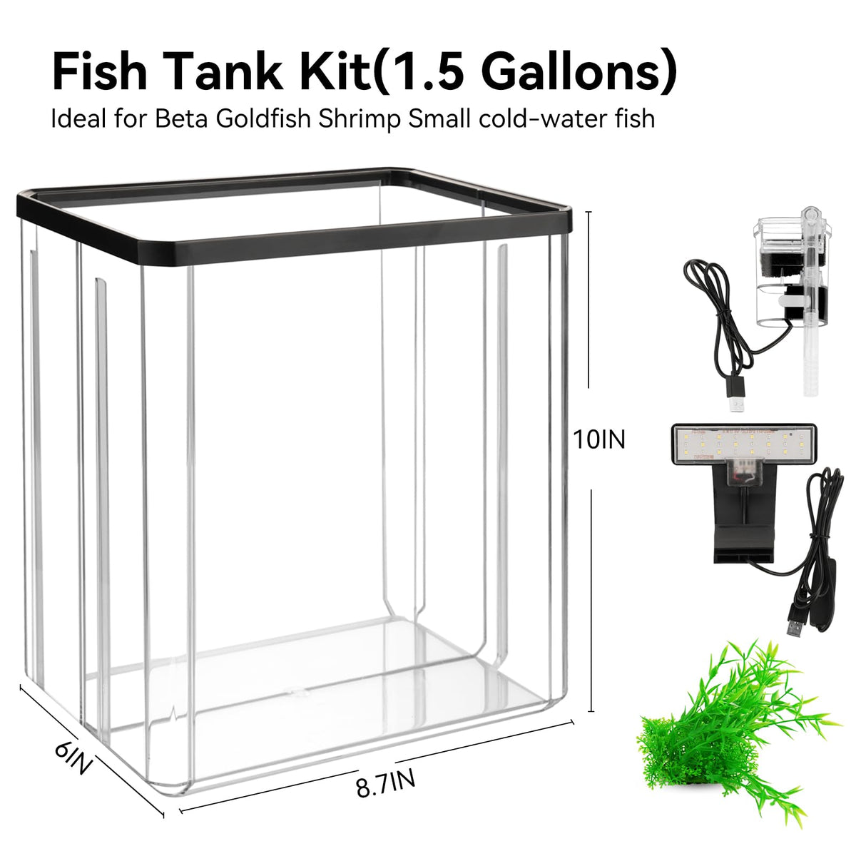 1.5 Gallon Aquarium Starter Kit with Filteration Lighting Z10775